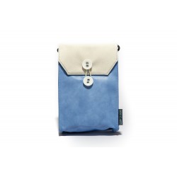 証件包(直款) 米白 拼 天藍色 單肩包 側袋 繩袋 旅行包