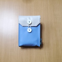 手機包(直款) 米白色 拼 天藍色 單肩包 側袋 繩袋...